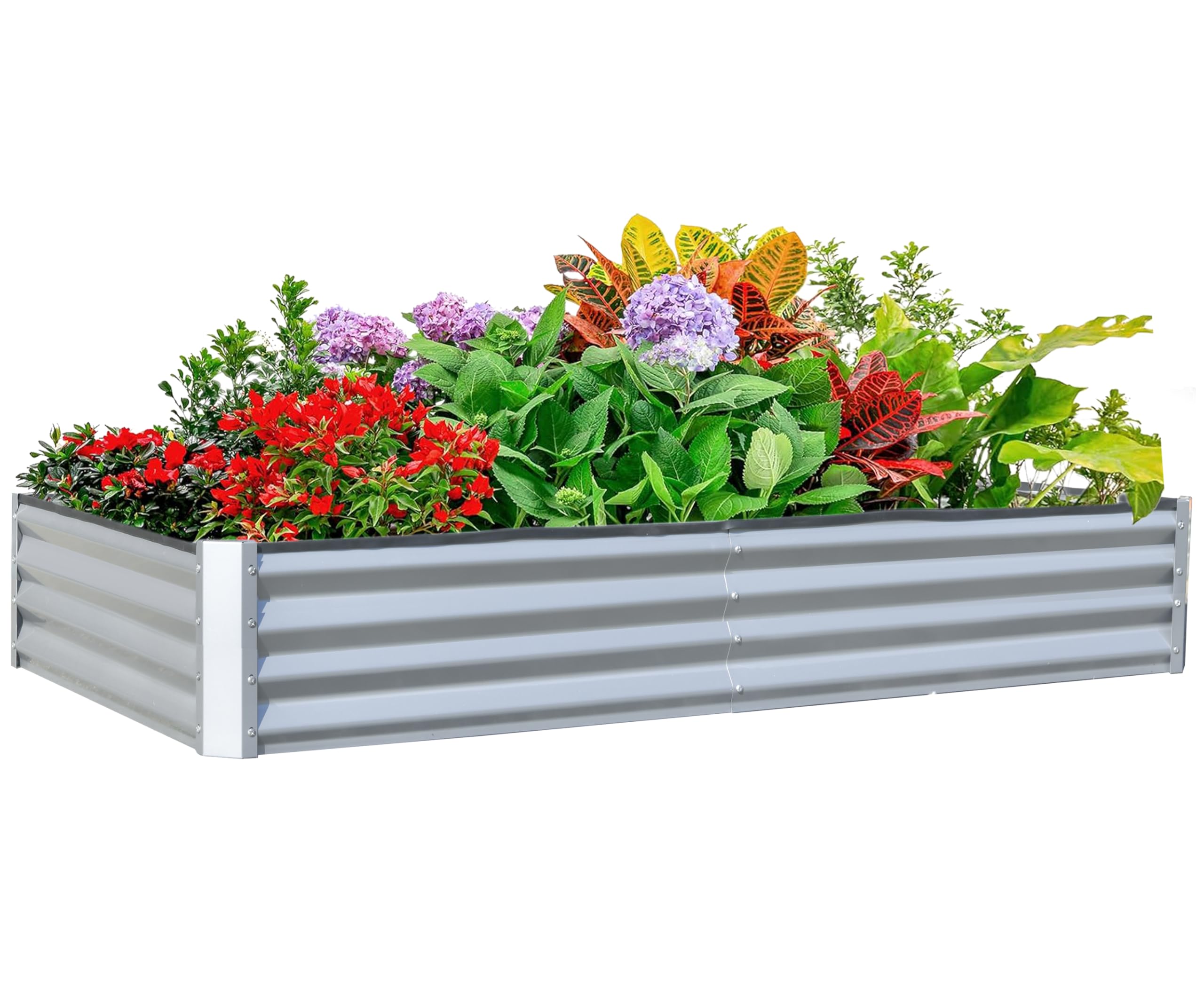Raised Bed Planter Box - แปลงปลูกผักยกพื้นชุบสังกะสี ขนาด 6x3x1 ฟุต กระถางปลูกต้นไม้กลางแจ้ง กล่องปลูกต้นไม้โลหะขนาดใหญ่