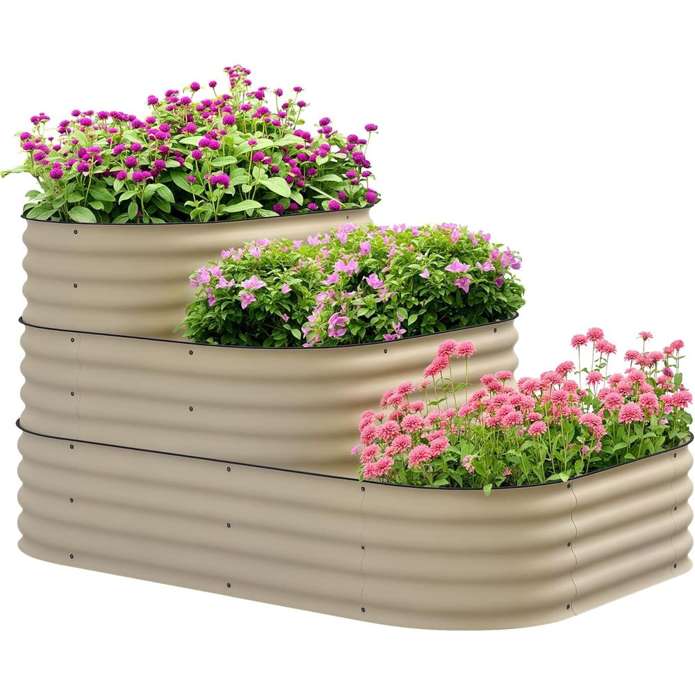 Raised Bed Planter Box - แปลงปลูกผักยกพื้น 3 ชั้น ทำจากเหล็ก ขนาด 62.25
