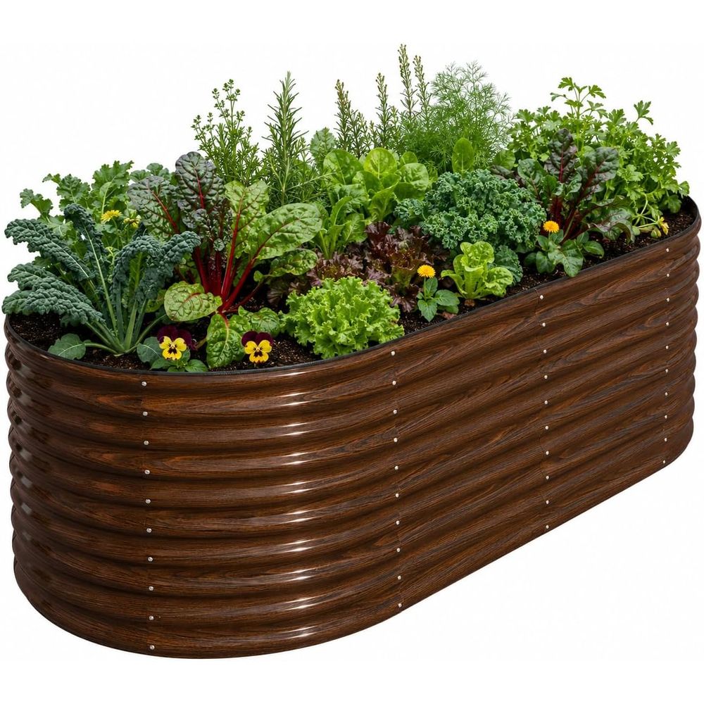 Raised Bed Planter Box - แปลงปลูกผักยกสูงทรงรี ขนาด 8x4x3 ฟุต ความสูง 36
