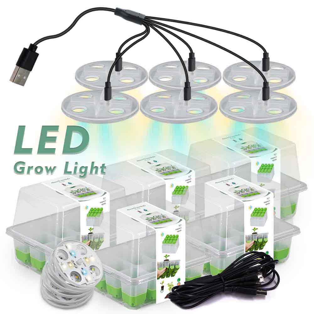 Greenhouse Mini Indoor - LED Grow Light Seedling Starter ชุดถาดโปร่งใสในร่มสวนเรือนกระจกดอกไม้พืชเนอสเซอรี่การงอกกล่อง