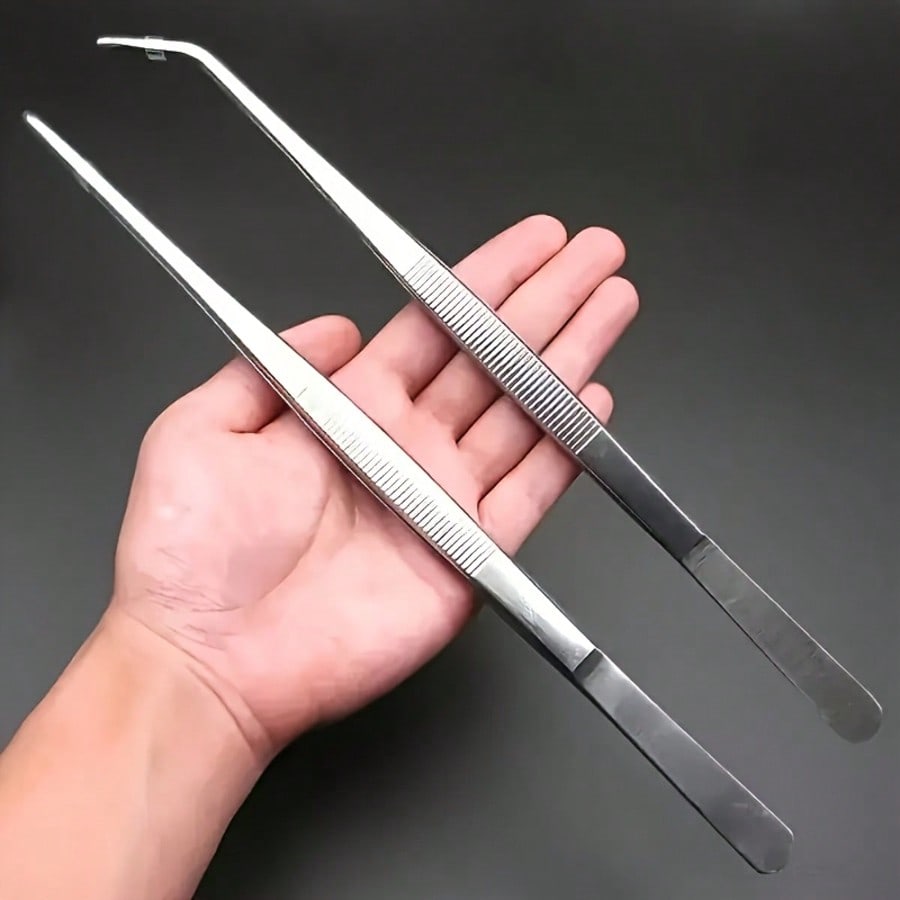 Gardening Tools Repair - แหนบปลายคู่แบบด้ามยาวที่มีความแม่นยำสูง แบบตรงและโค้ง สำหรับงานเครื่องประดับ อิเล็กทรอนิกส์ ซ่อมแซมในห้องแล็บ ใช้ในบ้าน