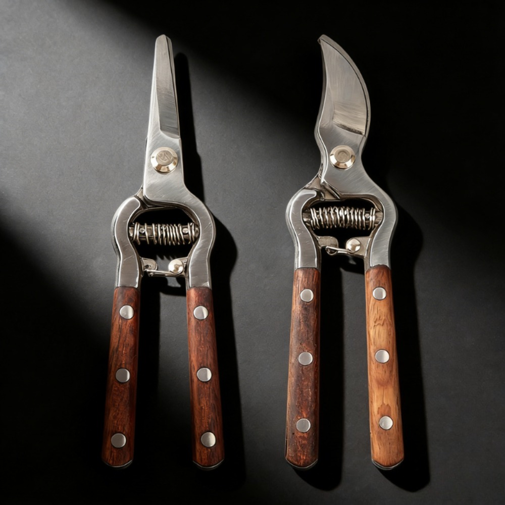 Gardening Tools Vintage - กรรไกรตัดแต่งกิ่งไม้ด้ามไม้แบบวินเทจ กรรไกรเก็บผลไม้ สำหรับตัดแต่งกิ่งไม้ เครื่องมือทำสวน