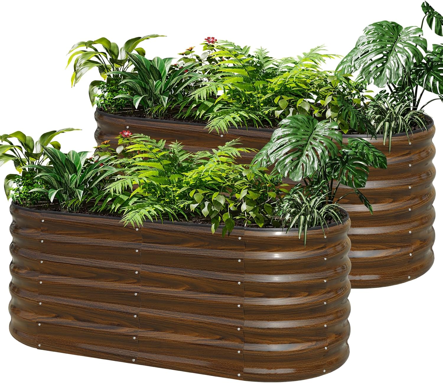 Raised Bed Planter Box - ชุดแปลงแปลงปลูกผักยกพื้นเหล็กชุบสังกะสี - 2 ชุด ขนาด 4x2x2