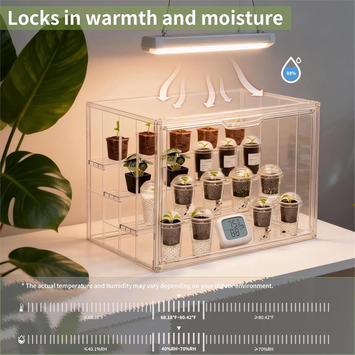 Greenhouse Mini Indoor - โรงเรือนปลูกต้นไม้ขนาดเล็กแบบพกพาสำหรับใช้ในร่ม สำหรับเพิ่มความอบอุ่นให้กับต้นไม้และการจัดแสดงสวนในบ้าน