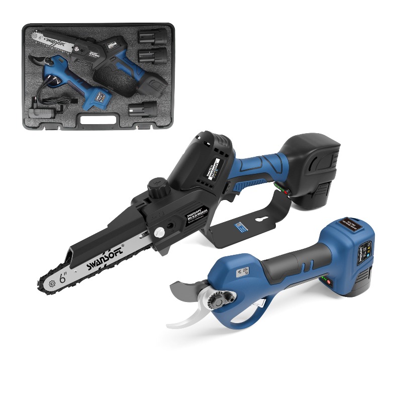 Gardening Tools - 【สินค้าขายดี】กรรไกรตัดแต่งกิ่งไฟฟ้าไร้สายแบบไม่มีแปรงถ่านและชุดเลื่อยโซ่ 2-in-1 ชุดเครื่องมือไฟฟ้าสำหรับสวน ตัดกิ่งไม้