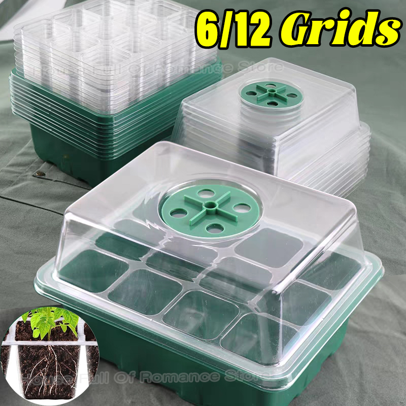 Greenhouse Mini Indoor - ชุดเริ่มต้นเพาะเมล็ดพร้อมถาดเพาะชำ ฝาครอบปรับความชื้นได้ และฐานรอง ใช้ในร่ม สำหรับเพาะต้นกล้าขนาดเล็ก