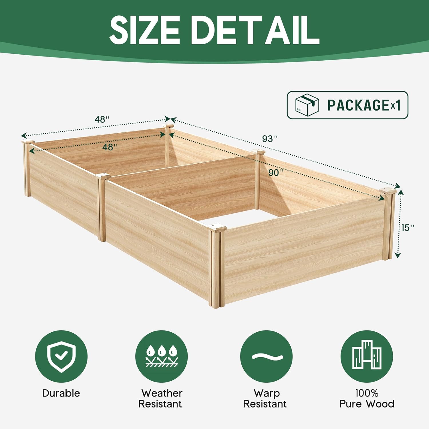 แปลงปลูกผักยกพื้นไม้ขนาด 8x4 ฟ - Raised Bed Planter Box บทวิจารณ์และราคา