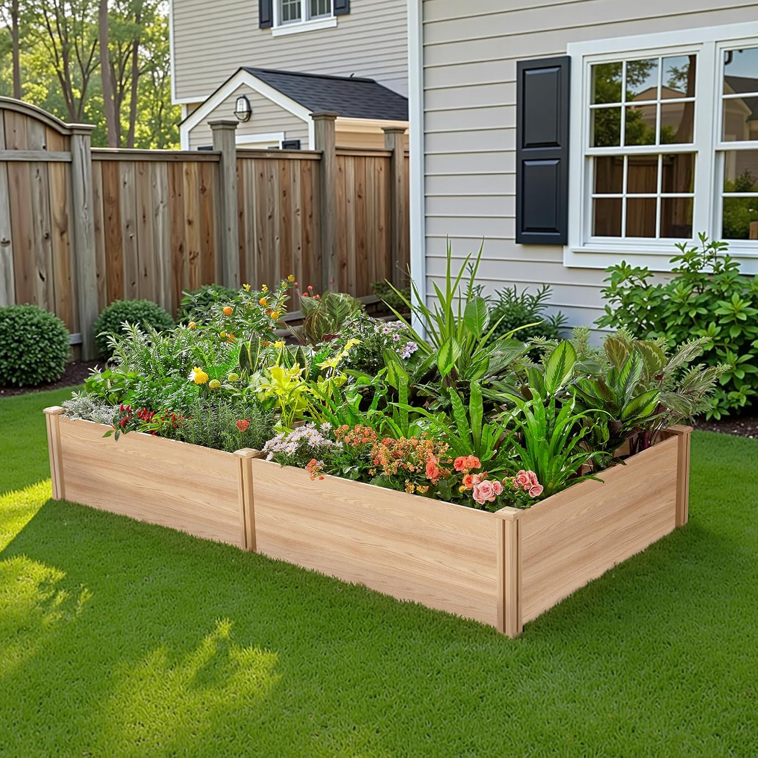 แปลงปลูกผักยกพื้นไม้ขนาด 8x4 ฟ - Raised Bed Planter Box บทวิจารณ์และราคา