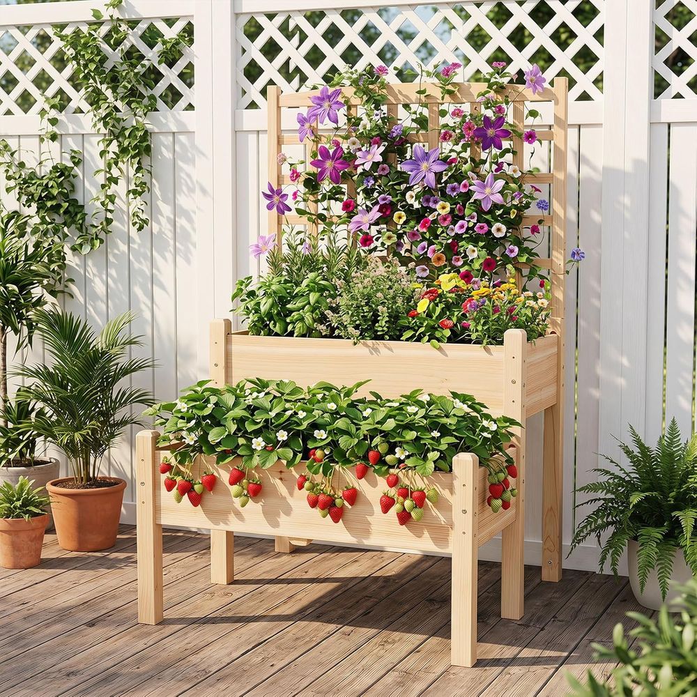 แปลงปลูกผักยกพื้น 2 ชั้น พร้อม - Raised Bed Planter Box บทวิจารณ์และราคา