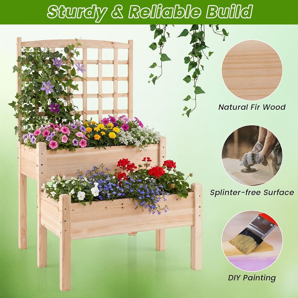แปลงปลูกผักยกพื้น 2 ชั้น พร้อม - Raised Bed Planter Box บทวิจารณ์และราคา