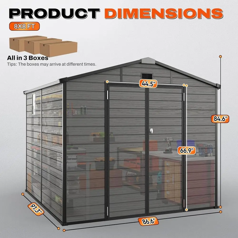 โรงเก็บของกลางแจ้งขนาด 8x8 ฟุต - Gardening Tools บทวิจารณ์และราคา