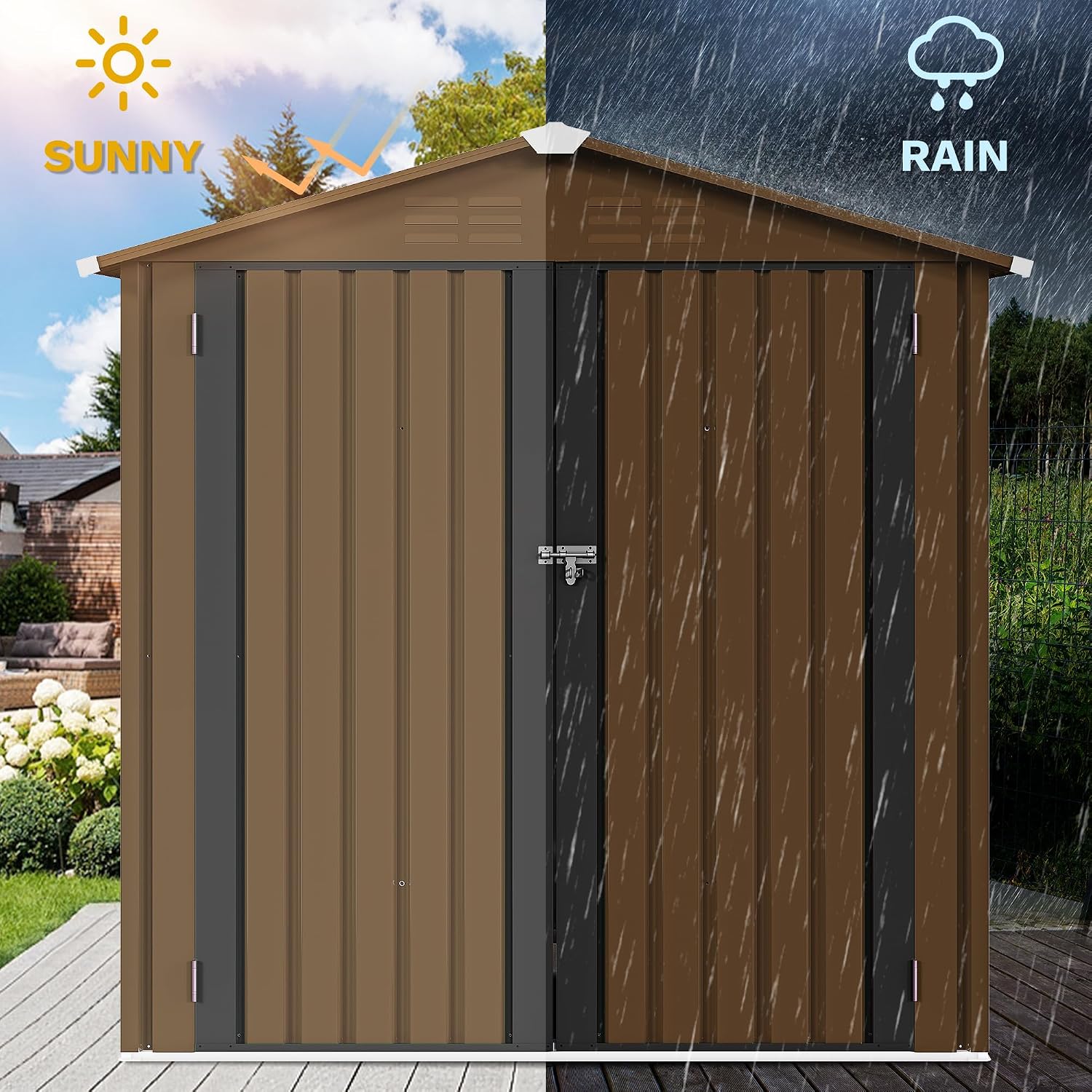 โรงเก็บของกลางแจ้งโลหะขนาด 6x4 - Gardening Tools บทวิจารณ์และราคา