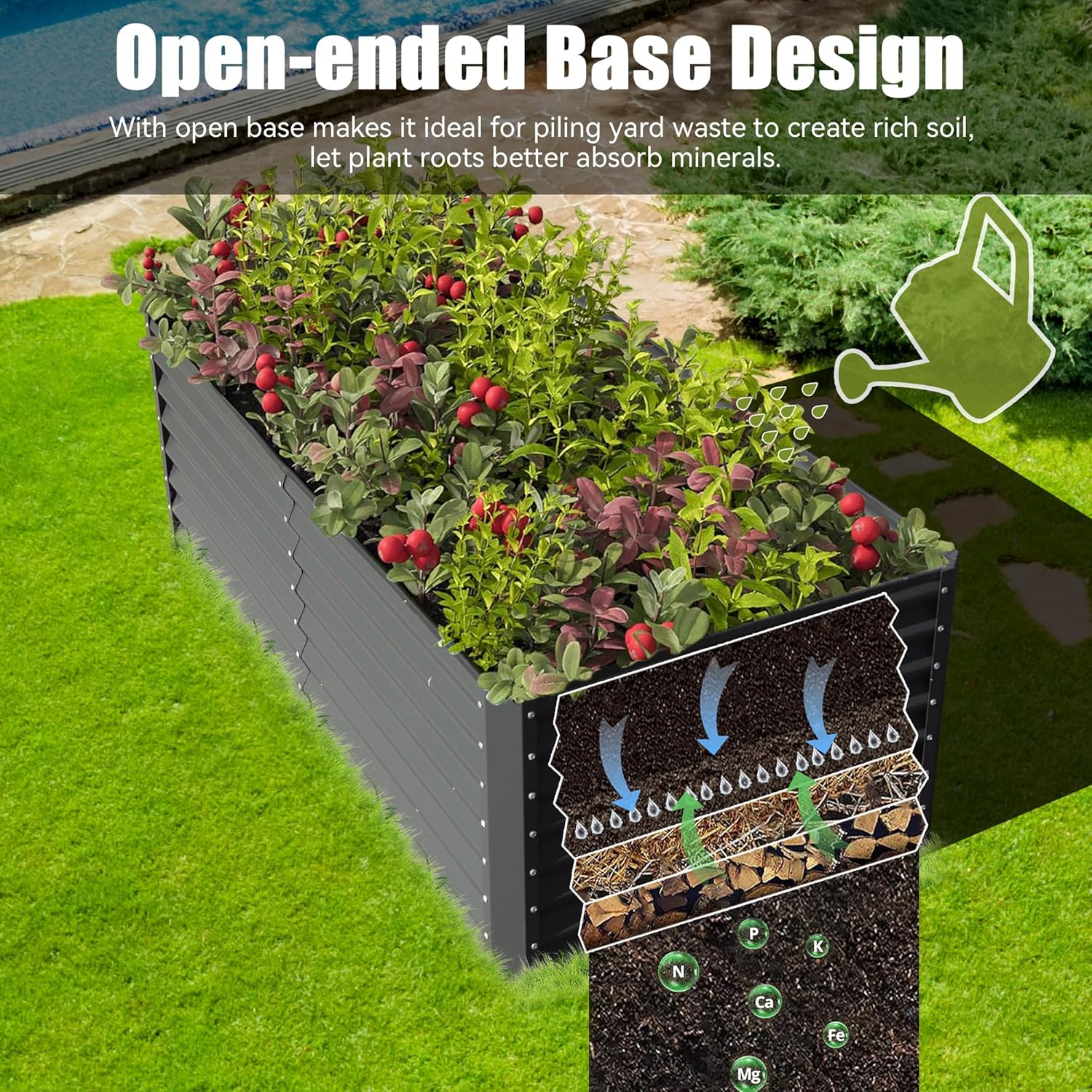 แปลงปลูกผักยกพื้นชุบสังกะสี ขน - Raised Bed Planter Box บทวิจารณ์และราคา