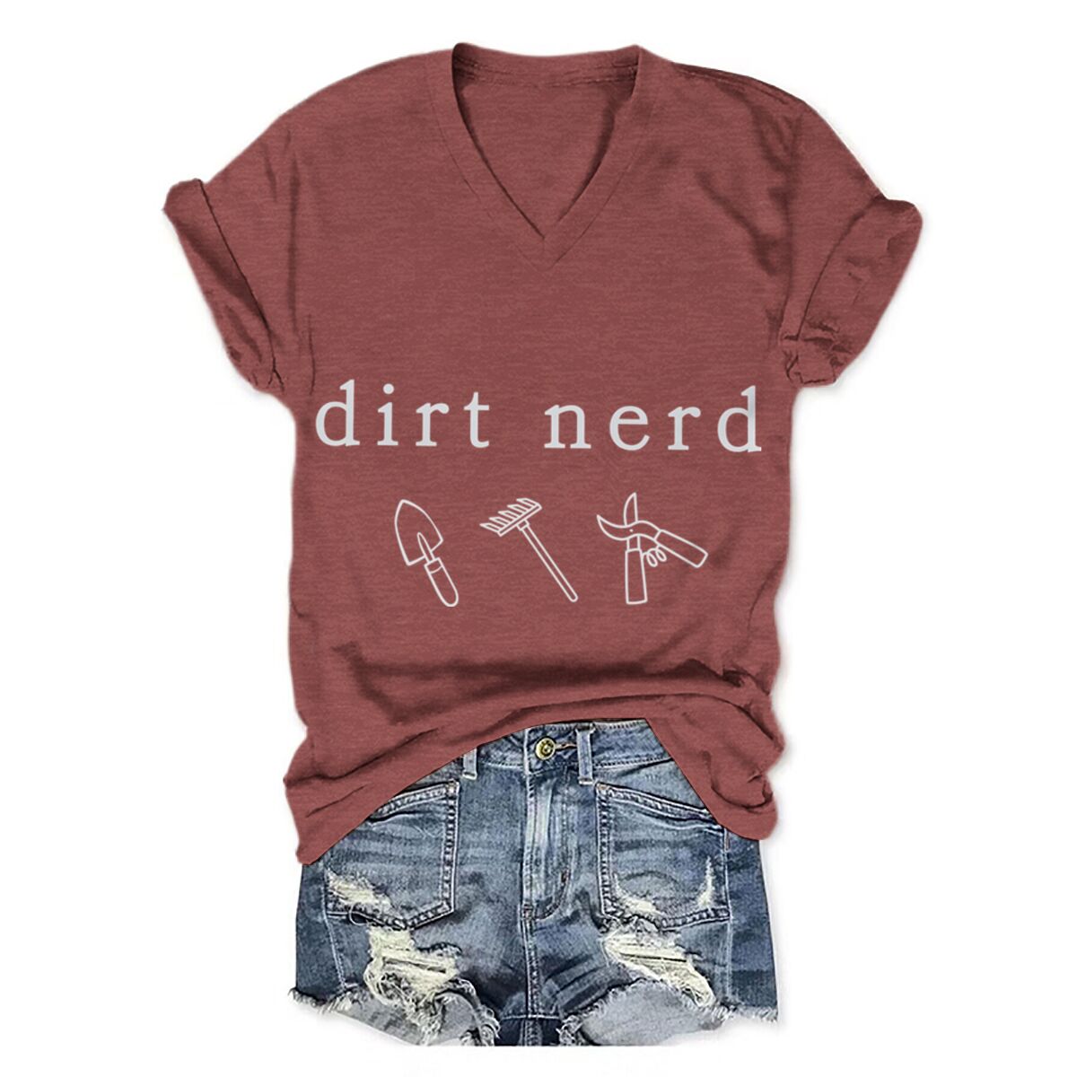 เสื้อยืดลายกราฟิก Dirt Nerd Ga - Gardening Tools Vintage บทวิจารณ์และราคา