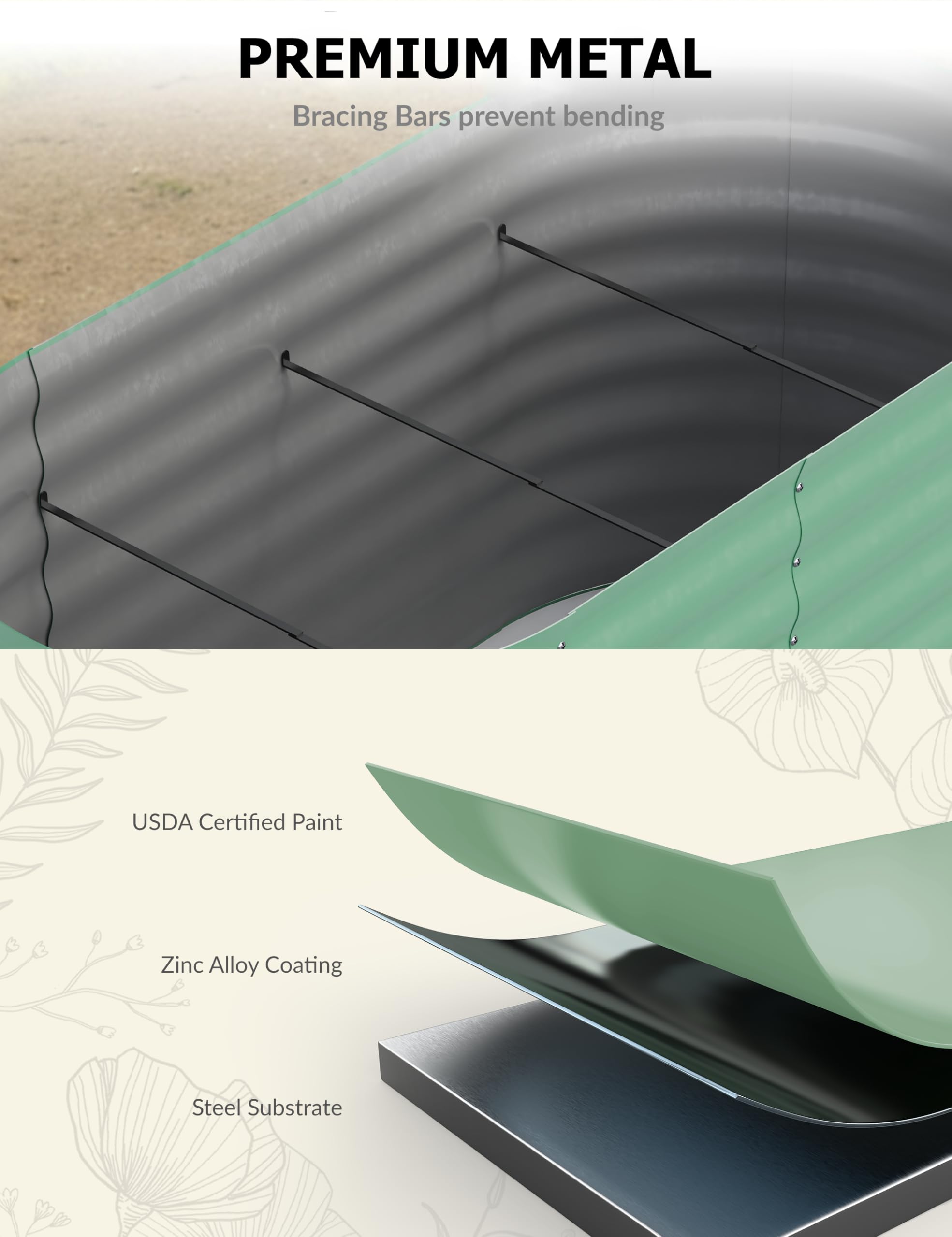 แปลงปลูกผักยกพื้นชุบสังกะสี ขน - Raised Bed Planter Box บทวิจารณ์และราคา