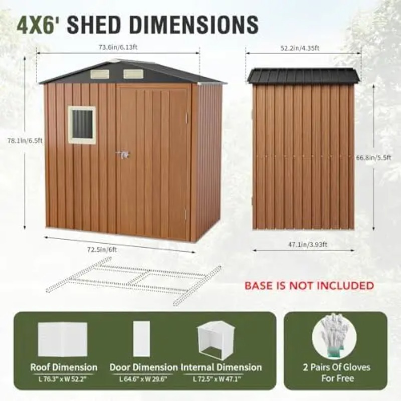 โรงเก็บของกลางแจ้งขนาด 6x4 ฟุต - Gardening Tools บทวิจารณ์และราคา